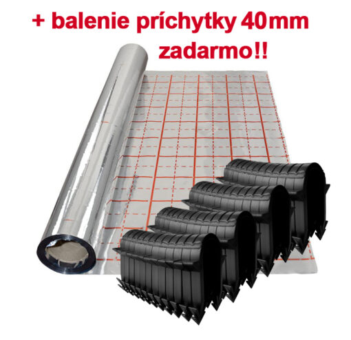 Reflexná hliníková fólia s rastrom pre podlahové kúrenie BALAK+príchytky 40mm zadarmo, UFHFP50